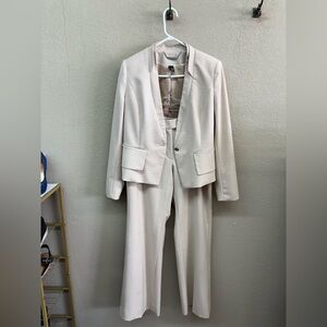 White House Black Market Cream Suit Set Professional Attire
